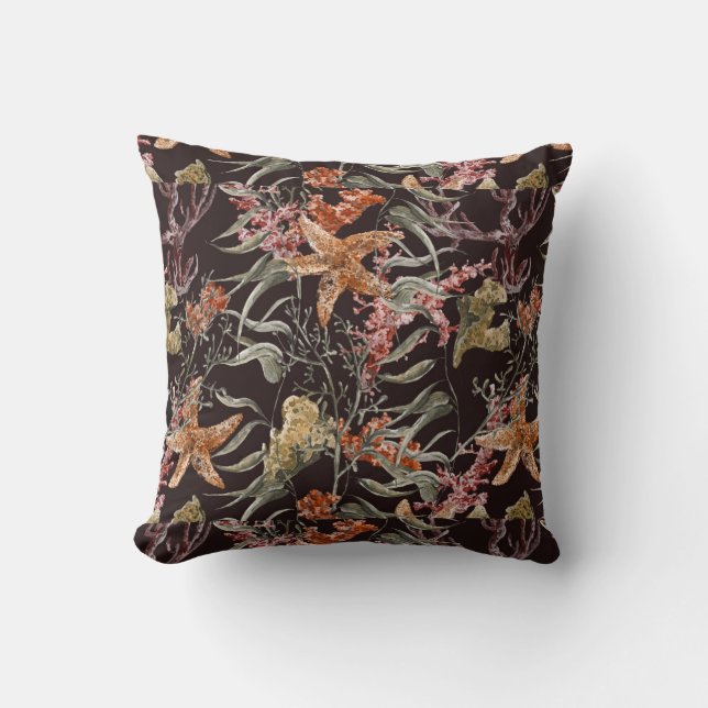 Shabby Sea Life Pattern Throw Pillow (Front)