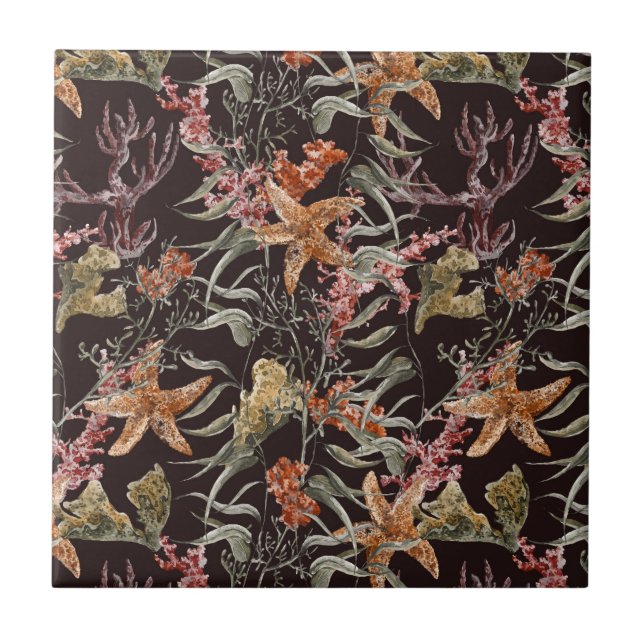 Shabby Sea Life Pattern Tile (Front)