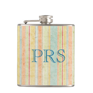 Shabby Stripes Monogram Hip Flask