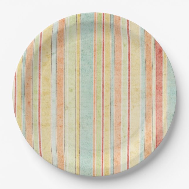 Shabby Stripes Pattern Paper Plate (Front)