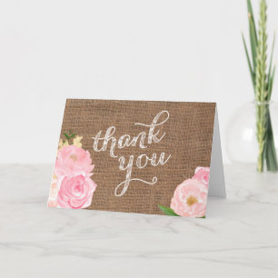 shabby-style rustic chic bridal shower thank you card
