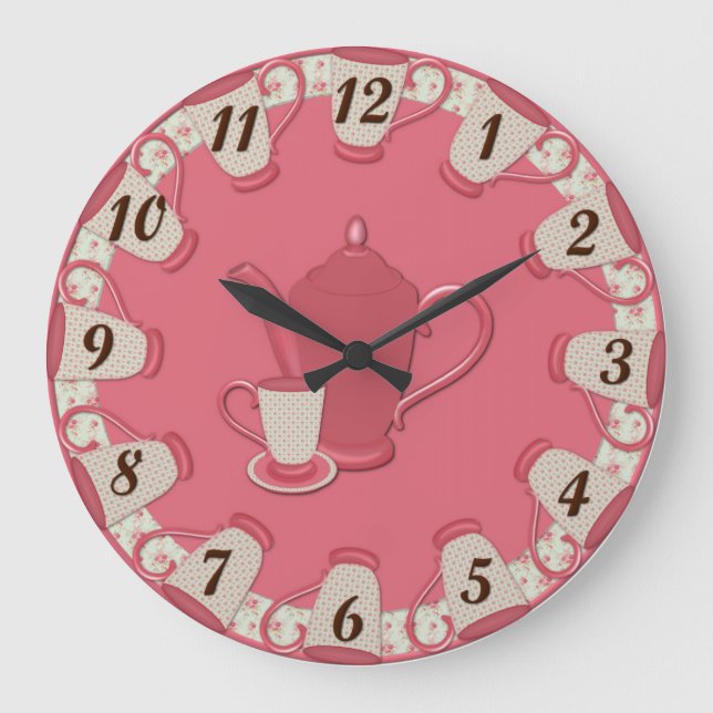 Shabby Tea Cup Wall Clock (Front)