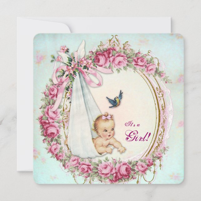 Shabby Vintage Baby Shower Invitation (Front)