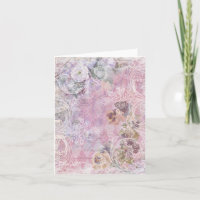 Shabby Vintage Floral Blank Note Card