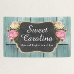 Shabby Vintage Roses Rustic Country Chalkboard Banner<br><div class="desc">Elegantly rustic with beautiful vintage rose accents! Warm, down-home country feel. Burlap, chippy painted wood, dusty chalk and feminine script text make this design collection perfect for a stylish boutique atmosphere! Versatile for a wide variety of small businesses. • Customize it! Click the "Customize" button to change fonts, sizing and...</div>