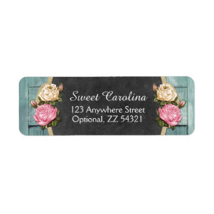 Shabby Vintage Roses Rustic Country Return Address