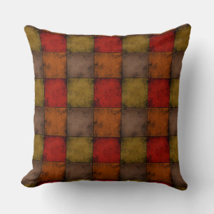 Shabby vintage suede texture multicolored patchwor throw pillow