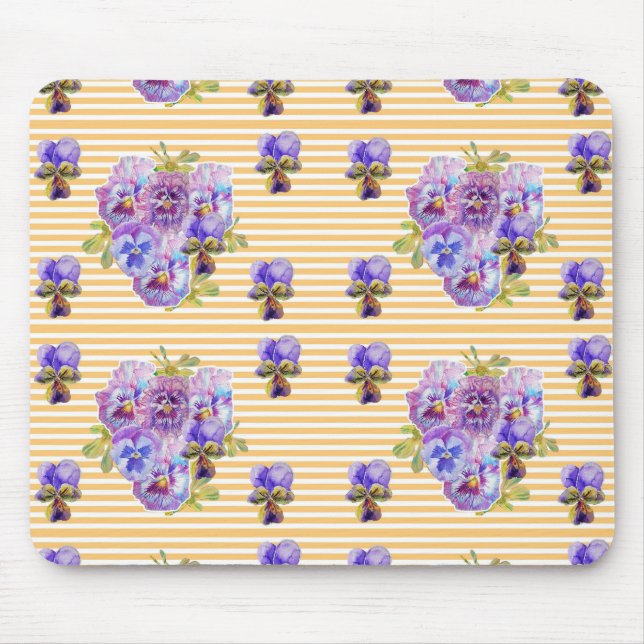 Shabby Yellow Pansy floral Computer Mouse Mat Pad (Front)