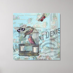 Shabbychic Paris collage rose Canvas Print