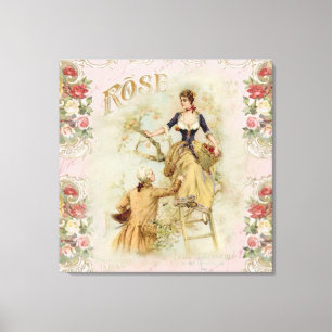 Shabbychic Paris collage rose Canvas Print