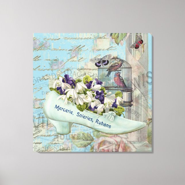 Shabbychic Paris collage rose Canvas Print (Front)