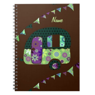 Shabbychic retro trailer, camper, caravan bunting notebook