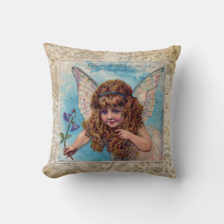Shabbychic vintage art flower fairy child cushion