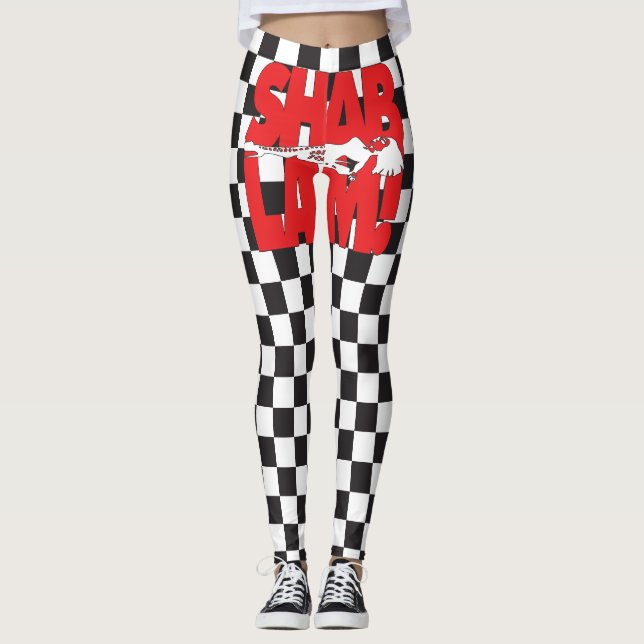 SHABLAM! with drag queen & race flag squares Leggings (Front)