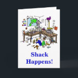 Shack Happens Funny Ham Radio Birthday Card<br><div class="desc">Always to know what the Ham Shack looked like inside the crazy antenna in the house? Well here it is. It's one homebrew crazy shack with sparks a flyin' etc. Yes, _____ even in Shacks. And, this is a pun of that. :D If your Ham Radio Shack is a crazy...</div>