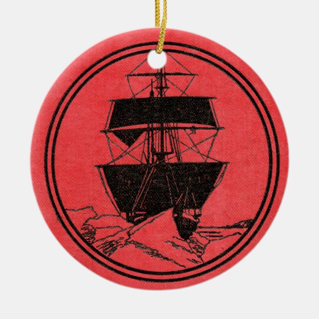 Shackleton's Nimrod Book Cover Christmas Ceramic Ornament (Front)