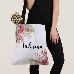 Shade Of Blush Pink Peaqch Dusty Blue Wedding Tote Bag