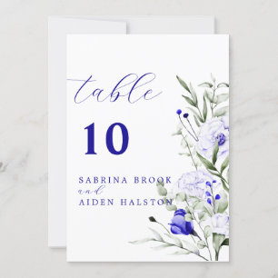 Shade Of Royal Blue Ivory Wedding Table Number