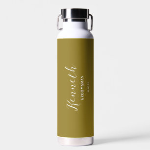 Shade of Yellow White Modern Monogram Bachelor Water Bottle