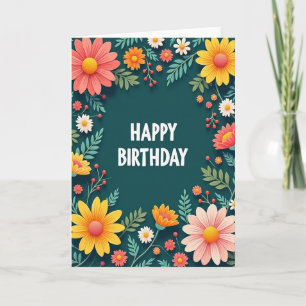 Shaded Blossom Birthday Card