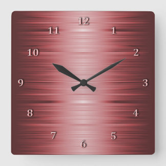 Shaded Burgundy Ruby Red Square Wall Clock