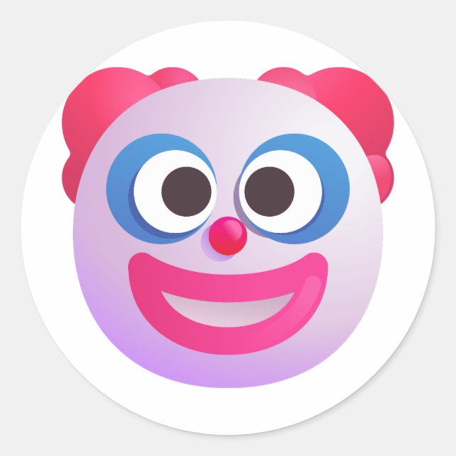 Shaded Clown Face Cute and Funny Colourful Emoji Classic Round Sticker (Front)