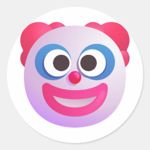 Shaded Clown Face Cute and Funny Colourful Emoji Classic Round Sticker