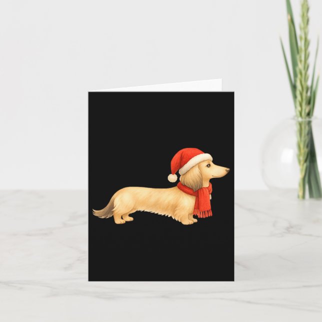 Shaded Cream Christmas Dachshund Dog Mom Funny Cut Card (Front)