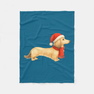 Shaded Cream Christmas Dachshund Dog Mom Funny Cut Fleece Blanket