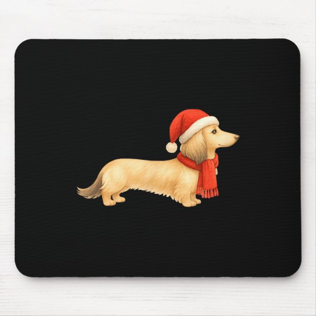 Shaded Cream Christmas Dachshund Dog Mom Funny Cut Mouse Pad (Front)
