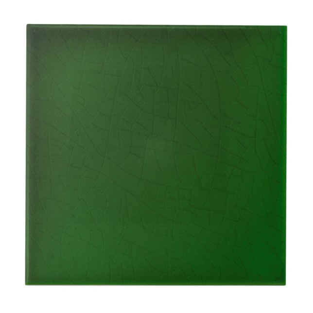 Shaded Dark Green Faux Crackle Repro Victorian Tile (Front)