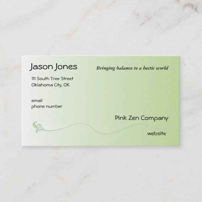 Shaded Green with Fleur de lis line Business Card (Front)