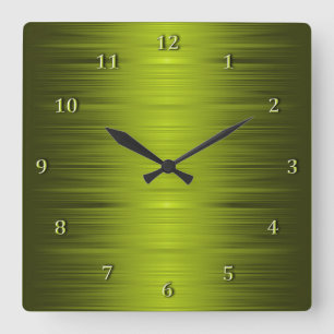 Shaded Olive Moss Green Square Wall Clock