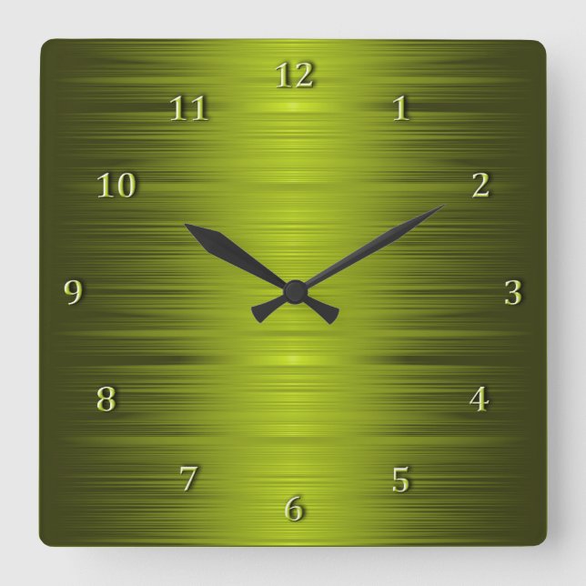 Shaded Olive Moss Green Square Wall Clock (Front)