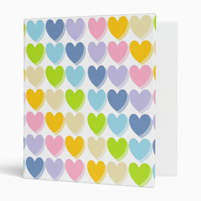 Shaded Pastel Rainbow Hearts Binder (Front/Inside)