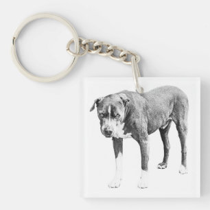 Shaded Pit Bull Mini Tag Keychain