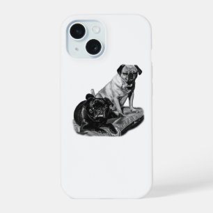 Shaded Pug Pair, Modern Device iPhone 15 Case