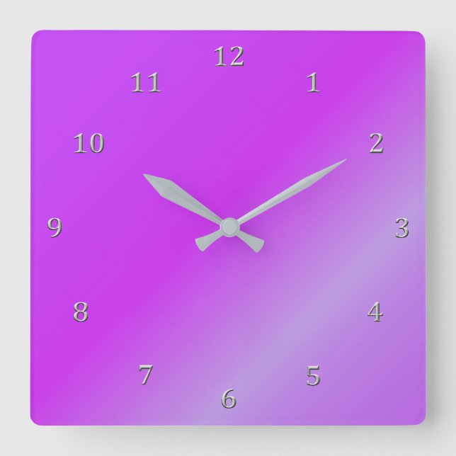 Shaded Purple Wine Magenta Gradient Grey Numbers Square Wall Clock (Front)