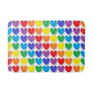 Shaded Rainbow Hearts Bath Mat