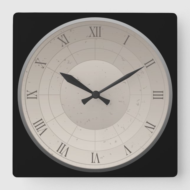 Shaded Roman Numeral Square Wall Clock (Front)