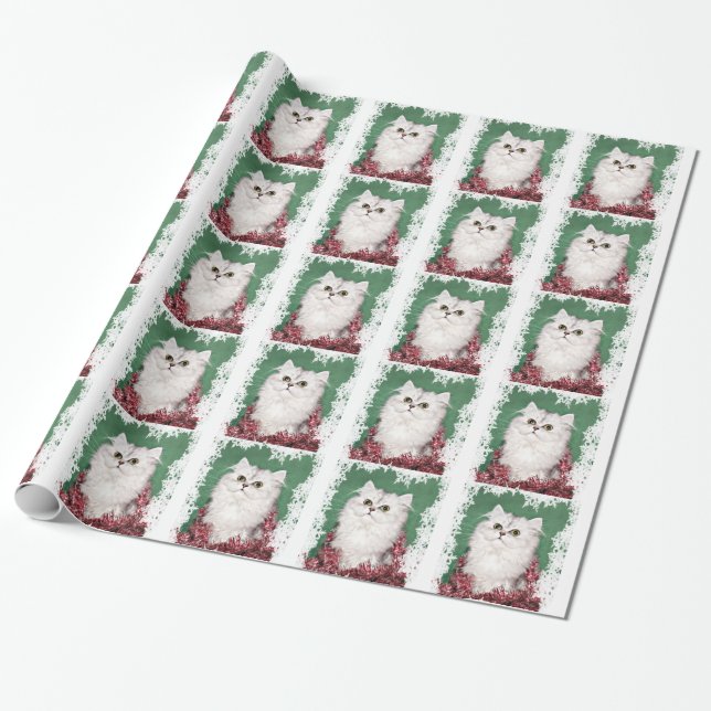 Shaded silver persian Christmas Wrapping Paper (Unrolled)