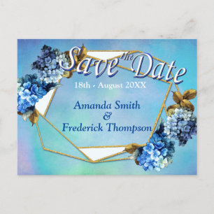 Shades / Blue Watercolor Hydrangeas Save the Dates Announcement Postcard