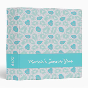 Shades of Aqua Floral Retro Abstract Pattern Binder