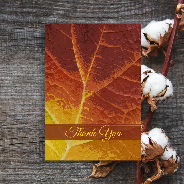 Shades of Autumn Leaf Thank You Notes - Flat Invitation (Show your appreciation after your Fall event with the Shades of Autumn Leaf Thank You Note.)