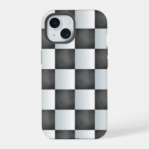 Shades of Black and White Chessboard iPhone 15 Case