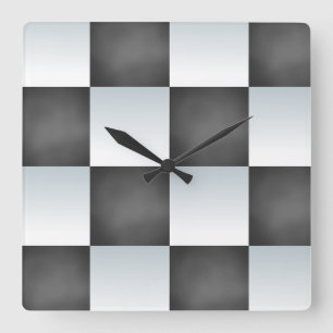 Shades of Black and White Chessboard Square Wall Clock