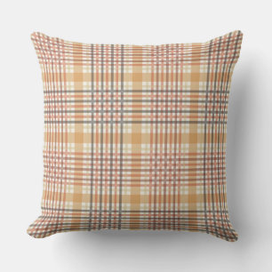 SHADES OF BLACK BROWN TAN FALL PLAID PATTERN THROW PILLOW