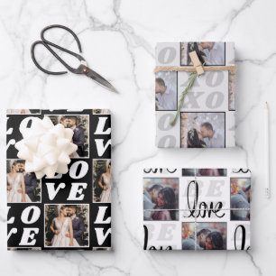 Shades of Black & Grey Christmas Photo 3 Gift Wrapping Paper Sheet