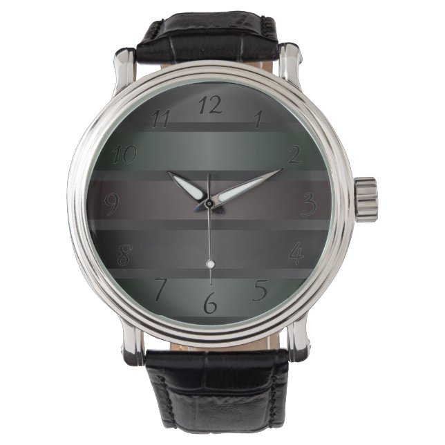 Shades of Black Stripes Pattern Watch (Front)