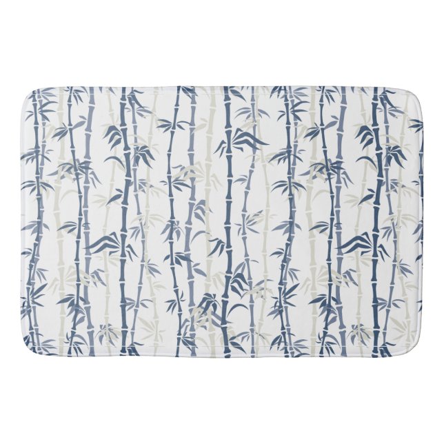 Shades of Blue Bamboo Pattern Bathmat (Front)